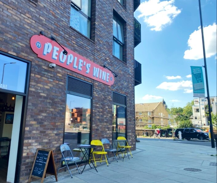 People's Wine frontage and pavement seating at Dalston Works